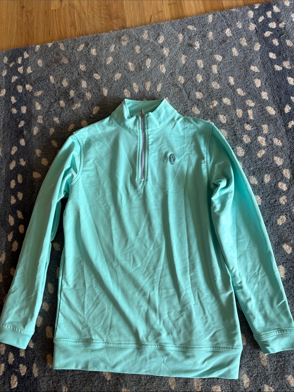 Peter Millar Girls' Aqua Long-Sleeve Quarter-Zip Pullover